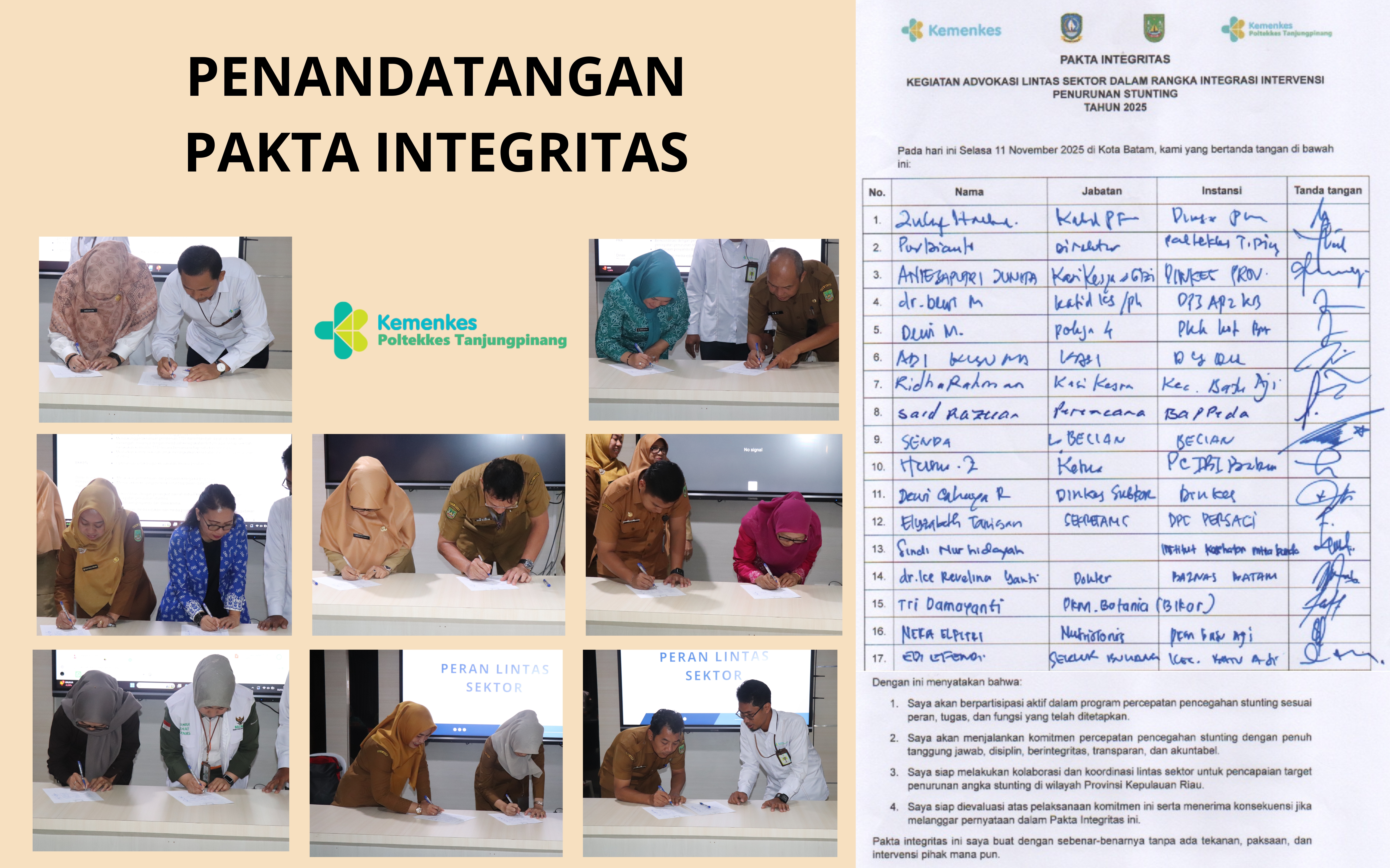 Poltekkes Kemenkes Tanjungpinang Gerakkan Kolaborasi Lintas Sektor untuk Percepatan Penurunan Stunting di Batam